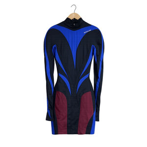 Mugler H&M Hourglass Spiral Paneled Bodycon Mini Dress Blue Black M NWT